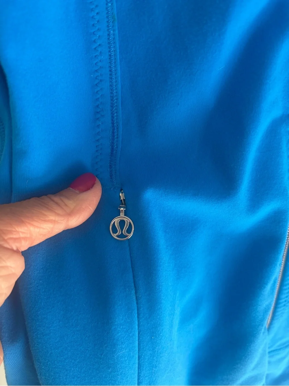 lululemon athletica Bright Blue Zip Jacket with Striped Sleeves size 10
